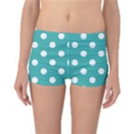 Polka Dots - White on Verdigris Boyleg Bikini Bottoms