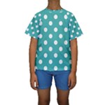 Polka Dots - White on Verdigris Kid s Short Sleeve Swimwear