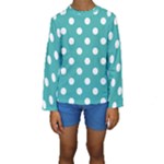 Polka Dots - White on Verdigris Kid s Long Sleeve Swimwear