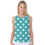 Polka Dots - White on Verdigris Women s Basketball Tank Top