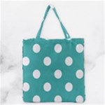 Polka Dots - White on Verdigris Grocery Tote Bag