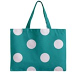 Polka Dots - White on Verdigris Zipper Mini Tote Bag