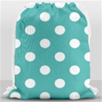Polka Dots - White on Verdigris Drawstring Bag (Large)