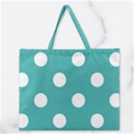 Polka Dots - White on Verdigris Zipper Large Tote Bag