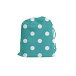 Polka Dots - White on Verdigris Drawstring Pouch (M)