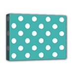 Polka Dots - White on Verdigris Deluxe Canvas 16  x 12  (Stretched)