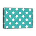 Polka Dots - White on Verdigris Deluxe Canvas 18  x 12  (Stretched)
