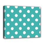 Polka Dots - White on Verdigris Deluxe Canvas 24  x 20  (Stretched)