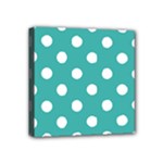 Polka Dots - White on Verdigris Mini Canvas 4  x 4  (Stretched)