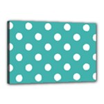 Polka Dots - White on Verdigris Canvas 18  x 12  (Stretched)