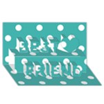 Polka Dots - White on Verdigris Best Friends 3D Greeting Card (8x4)