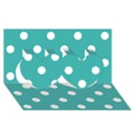 Polka Dots - White on Verdigris Twin Hearts 3D Greeting Card (8x4)