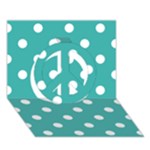 Polka Dots - White on Verdigris Peace Sign 3D Greeting Card (7x5)