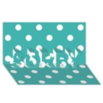 Polka Dots - White on Verdigris SORRY 3D Greeting Card (8x4)