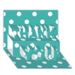 Polka Dots - White on Verdigris THANK YOU 3D Greeting Card (7x5)