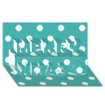 Polka Dots - White on Verdigris Merry Xmas 3D Greeting Card (8x4)