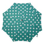 Polka Dots - White on Verdigris Hook Handle Umbrella (Medium)