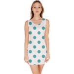 Polka Dots - Verdigris on White Bodycon Dress