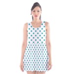 Polka Dots - Verdigris on White Scoop Neck Skater Dress