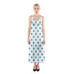 Polka Dots - Verdigris on White Full Print Maxi Dress