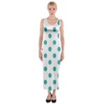 Polka Dots - Verdigris on White Fitted Maxi Dress