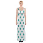 Polka Dots - Verdigris on White Maxi Thigh Split Dress