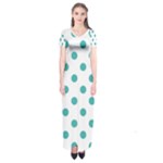 Polka Dots - Verdigris on White Short Sleeve Maxi Dress
