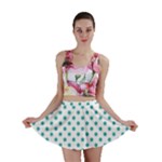 Polka Dots - Verdigris on White Mini Skirt