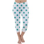 Polka Dots - Verdigris on White Capri Winter Leggings