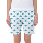 Polka Dots - Verdigris on White Women s Basketball Shorts