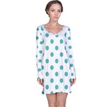 Polka Dots - Verdigris on White Long Sleeve Nightdress