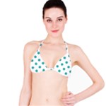 Polka Dots - Verdigris on White Bikini Top