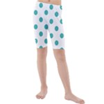Polka Dots - Verdigris on White Kid s Mid Length Swim Shorts