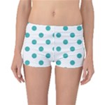 Polka Dots - Verdigris on White Boyleg Bikini Bottoms