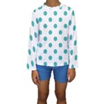 Polka Dots - Verdigris on White Kid s Long Sleeve Swimwear