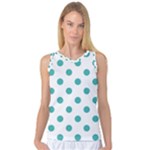 Polka Dots - Verdigris on White Women s Basketball Tank Top