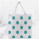 Polka Dots - Verdigris on White Grocery Tote Bag