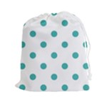 Polka Dots - Verdigris on White Drawstring Pouch (XXl)