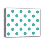 Polka Dots - Verdigris on White Deluxe Canvas 14  x 11  (Stretched)