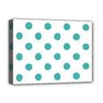 Polka Dots - Verdigris on White Deluxe Canvas 16  x 12  (Stretched)