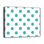 Polka Dots - Verdigris on White Deluxe Canvas 20  x 16  (Stretched)