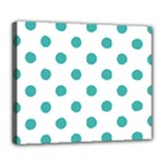 Polka Dots - Verdigris on White Deluxe Canvas 24  x 20  (Stretched)