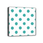 Polka Dots - Verdigris on White Mini Canvas 4  x 4  (Stretched)