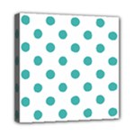 Polka Dots - Verdigris on White Mini Canvas 8  x 8  (Stretched)