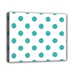 Polka Dots - Verdigris on White Canvas 10  x 8  (Stretched)