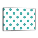 Polka Dots - Verdigris on White Canvas 18  x 12  (Stretched)