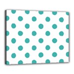 Polka Dots - Verdigris on White Canvas 20  x 16  (Stretched)