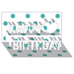 Polka Dots - Verdigris on White Happy Birthday 3D Greeting Card (8x4)