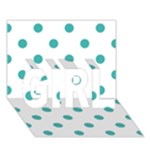 Polka Dots - Verdigris on White GIRL 3D Greeting Card (7x5)