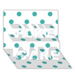 Polka Dots - Verdigris on White TAKE CARE 3D Greeting Card (7x5)